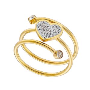 Δαχτυλίδι Γυριστό με Καρδιά από Ζιργκόν σε Χρυσό
