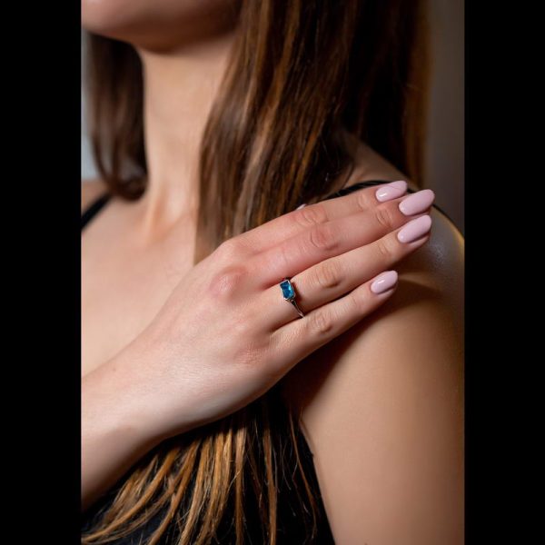 Δαχτυλίδι με Μπλε Πέτρα σε Ασημί 2