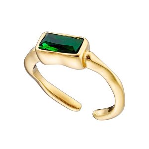 Δαχτυλίδι με Πράσινη Πέτρα σε Χρυσό