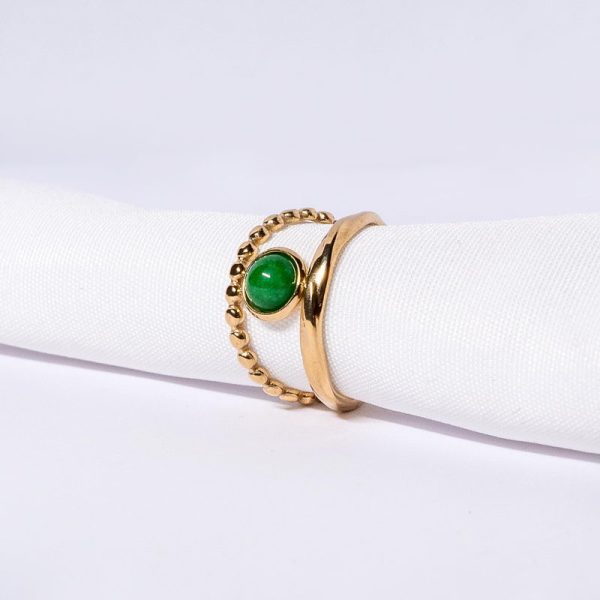 Δαχτυλίδι Δίσειρο με Πράσινη Πέτρα σε Χρυσό