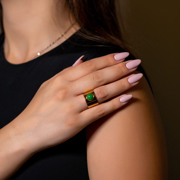 Δαχτυλίδι με Πράσινη Πέτρα σε Χρυσό 3